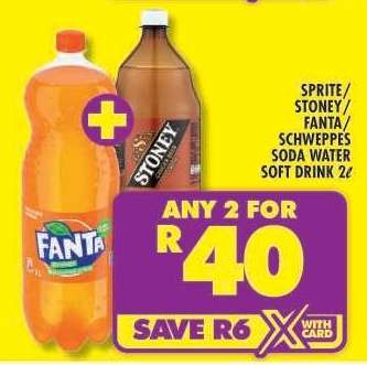 Sprite / Stoney / Fanta / Schweppes Soda Water Soft Drink 2ℓ