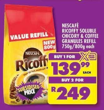NESCAFÉ RICOFFY SOLUBLE CHICORY & COFFEE GRANULES REFILL 750g/800g each