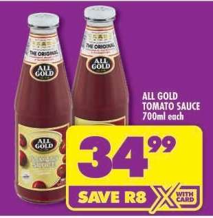 All Gold Tomato Sauce-700ml Each