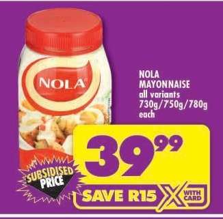 NOLA MAYONNAISE all variants 730g/750g/780g each