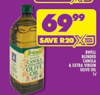 Bwell Blended Canola & Extra Virgin Olive Oil 1ℓ