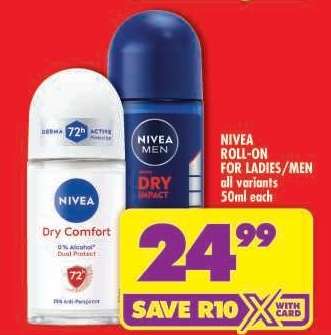 NIVEA ROLL-ON FOR LADIES/MEN