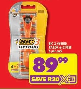 BIC 3 HYBRID RAZOR 6+2 FREE