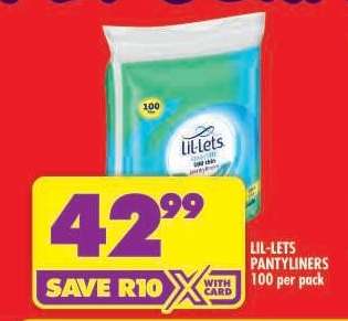 LIL-LETS PANTYLINERS 100 per pack