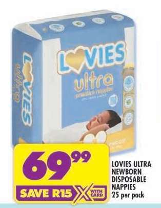 Lovies Ultra Newborn Disposable Nappies