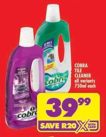 COBRA TILE CLEANER all variants 750ml each