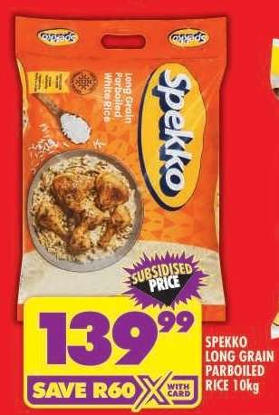 Spekko Long Grain Parboiled Rice 10kg