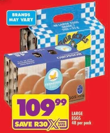LARGE EGGS 48 per pack