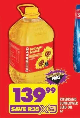 Ritebrand Sunflower Seed Oil 4ℓ