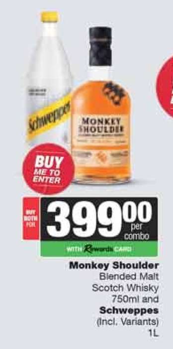 Monkey Shoulder and Schweppes Combo