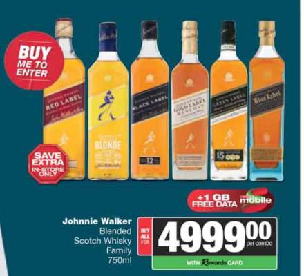 Johnnie Walker Blended Scotch Whisky Family