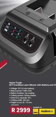 Hyper Tough 20 V Cordless Lawn Mower with Battery and Charger