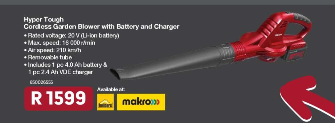 Hyper Tough Cordless Garden Blower with Battery and Charger