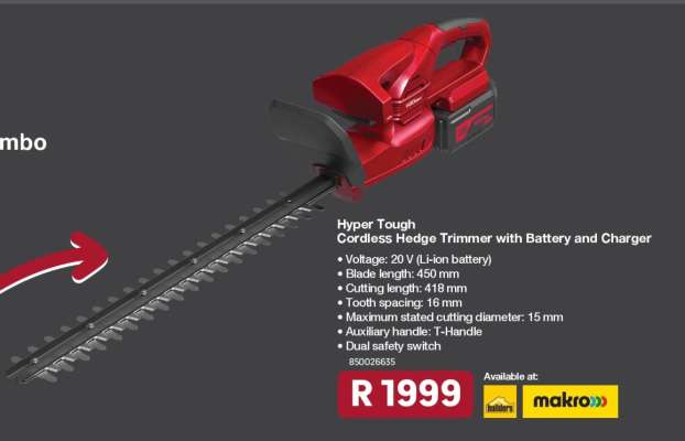 Hyper Tough Cordless Hedge Trimmer with Battery and Charger
