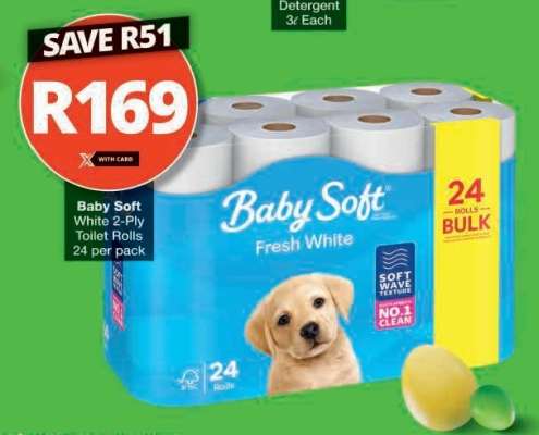 Baby Soft White 2-Ply Toilet Rolls