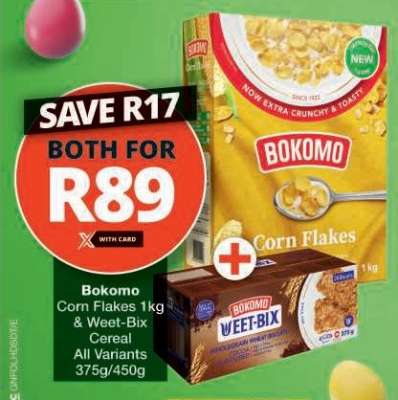 Bokomo Corn Flakes 1kg & Weet-Bix Cereal