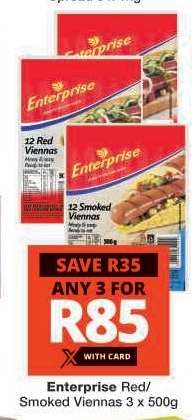 Enterprise Red/Smoked Viennas 3 x 500g