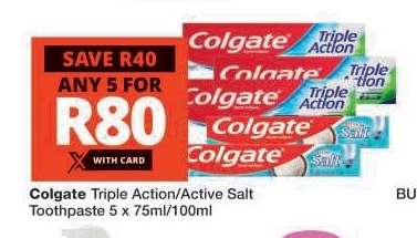 Colgate Triple Action/Active Salt Toothpaste