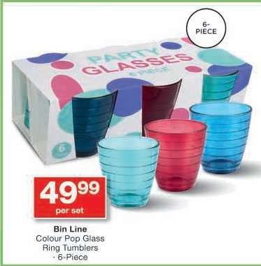 Bin Line Colour Pop Glass Ring Tumblers