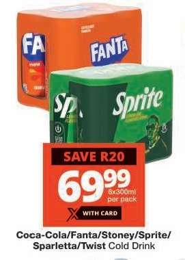 Coca-Cola/Fanta/Stoney/Sprite/Sparletta/Twist Cold Drink