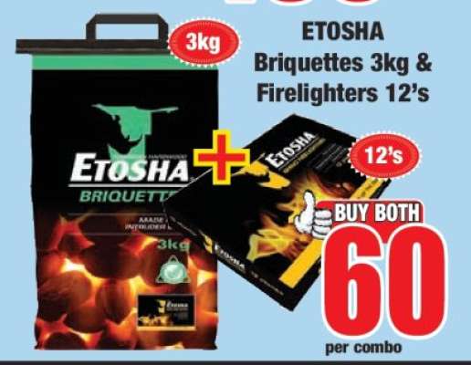 ETOSHA Briquettes 3kg & Firelighters 12's