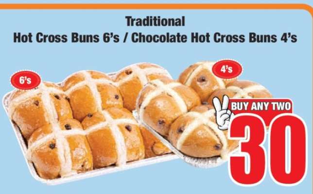 Traditional Hot Cross Buns 6's / Chocolate Hot Cross Buns 4's