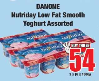 Danone NutriDay Low Fat Smooth Yoghurt Assorted