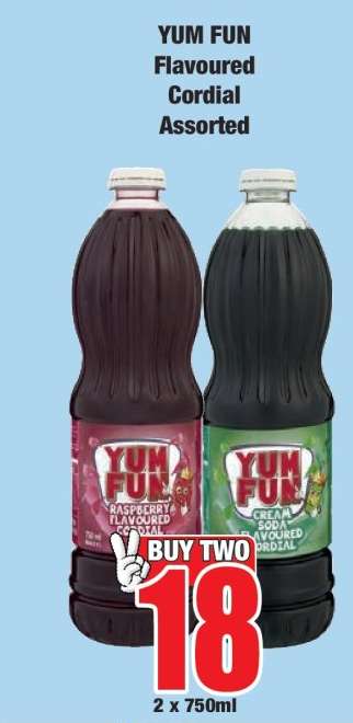 YUM FUN Flavoured Cordial Assorted