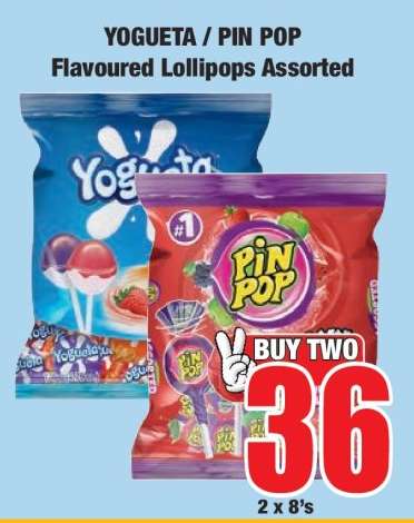 Yogueta / Pin Pop Flavoured Lollipops Assorted