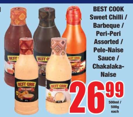BEST COOK Sweet Chilli / Barbeque / Peri-Peri Assorted / Pele-Naise Sauce / Chakalaka-Naise