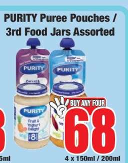 PURITY Puree Pouches & 3rd Food Jars Assorted