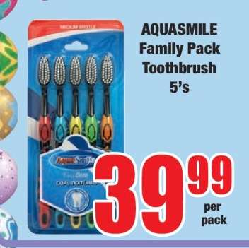 AQUASMILE Family Pack Toothbrush 5's