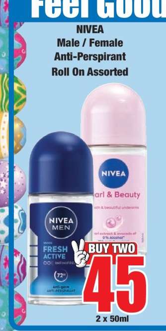 NIVEA Male / Female Anti-Perspirant Roll On Assorted