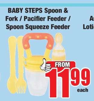 BABY STEPS Spoon & Fork / Pacifier Feeder / Spoon Squeeze Feeder