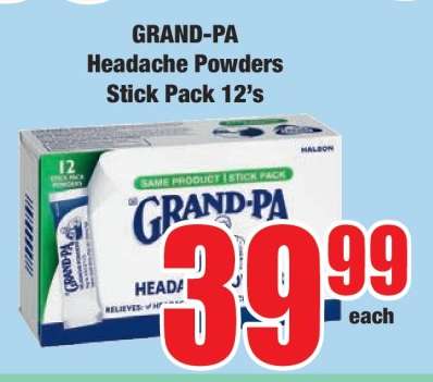 GRAND-PA Headache Powders Stick Pack 12's