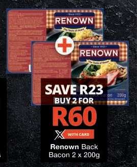 Renown Back Bacon 2 x 200g