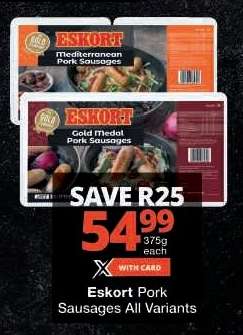 Eskort Pork Sausages All Variants