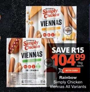 Rainbow Simply Chicken Viennas All Variants