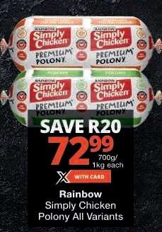 Rainbow Simply Chicken Polony All Variants