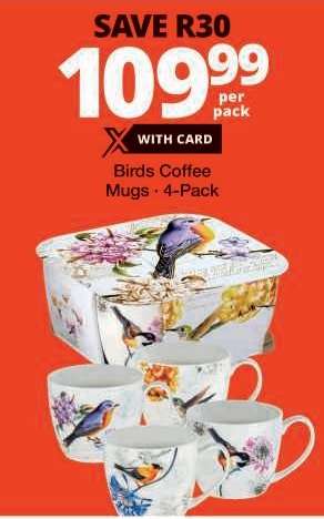 Birds Coffee Mugs · 4-Pack