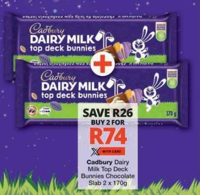 Cadbury Dairy Milk Top Deck Bunnies Chocolate Slab 2 x 170g