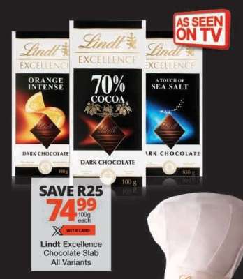 Lindt Excellence Chocolate Slab