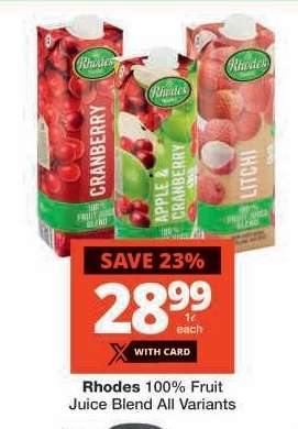 RHODES 100% FRUIT JUICE BLEND all variants