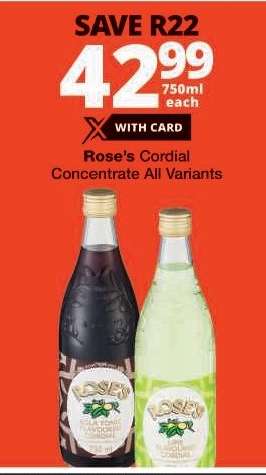 Rose's Cordial Concentrate All Variants