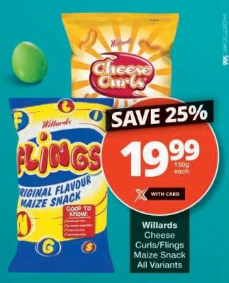 WILLARDS CHEESE CURLS/FLINGS MAIZE SNACK