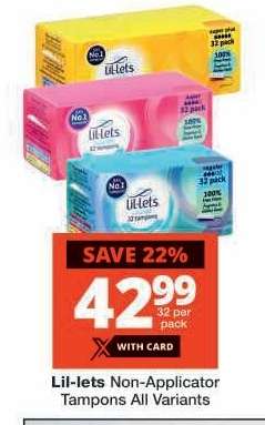 Lil-lets Non-Applicator Tampons All Variants