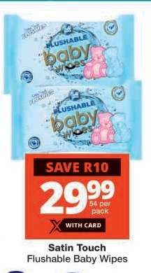 Satin Touch Flushable Baby Wipes