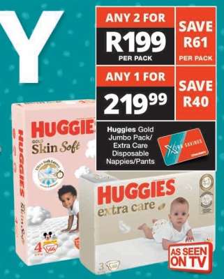 Huggies Gold Jumbo Pack/Extra Care Disposable Nappies/Pants