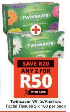 Twinsaver White/Rainbow Facial Tissues