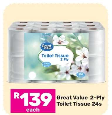 Great Value 2-Ply Toilet Tissue 24s